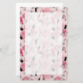 Pink Floral Beauty Products Patroon Briefpapier (Voorkant / Achterkant)