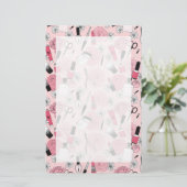 Pink Floral Beauty Products Patroon Briefpapier (Staand voorkant)