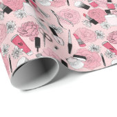 Pink Floral Beauty Products Patroon Cadeaupapier (Rol Hoek)