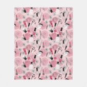 Pink Floral Beauty Products Patroon Fleece Deken (Voorkant)