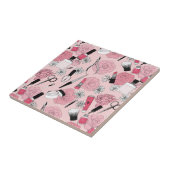 Pink Floral Beauty Products Patroon Tegeltje (Zijkant)