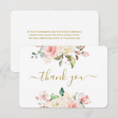 Pink Floral bedankje Bedankkaart (Voorkant / Achterkant)