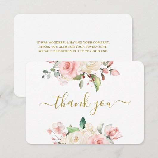 Pink Floral bedankje Bedankkaart (Voorkant / Achterkant)