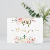 Pink Floral bedankje Bedankkaart (Staand voorkant)