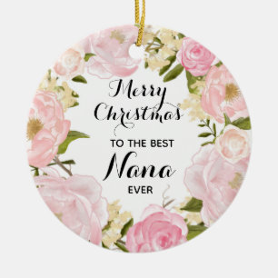 Pink Floral Best Grandma Ever Persoonlijk Keramisch Ornament