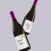 Pink Floral Bewaar de datum Wijnlabel Wijn Etiket