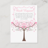 Pink Floral Bird Baby Shower Book Request Informatiekaartje (Voorkant)