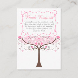Pink Floral Bird Baby Shower Book Request Informatiekaartje