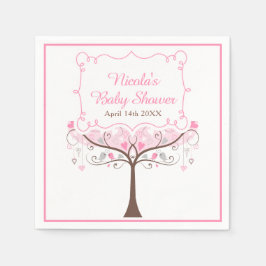 Pink Floral Bird Baby Shower Servet