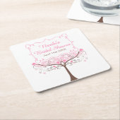 Pink Floral Bird Bridal Shower  Kartonnen Onderzetters (Schuin)