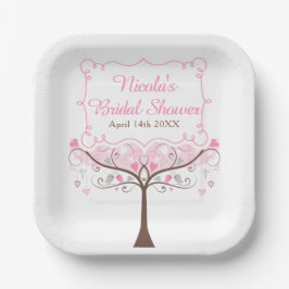 Pink Floral Bird Bridal Shower  Papieren Bordje