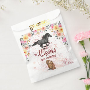 Pink Floral Birthday Horse Birthday Party Bedankzakje