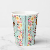 Pink Floral Birthday Horse Birthday Party Papieren Bekers (Links)