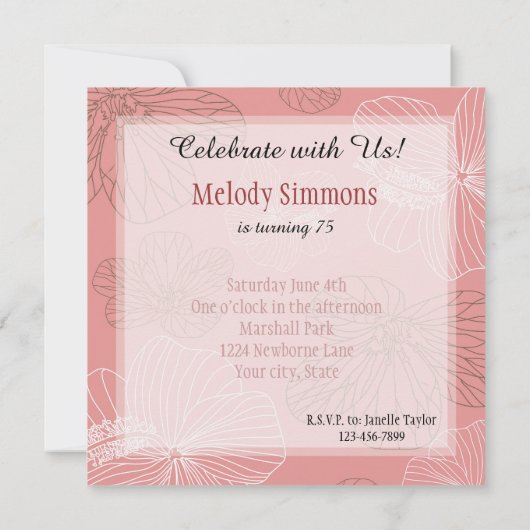 Pink Floral Birthday Kaart (Achterkant)