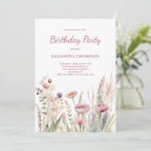 Pink Floral Birthday Kaart (Staand voorkant)