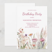 Pink Floral Birthday Kaart (Voorkant / Achterkant)