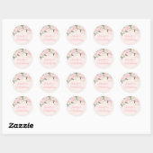 Pink Floral Birthday Ronde Sticker (Vel)