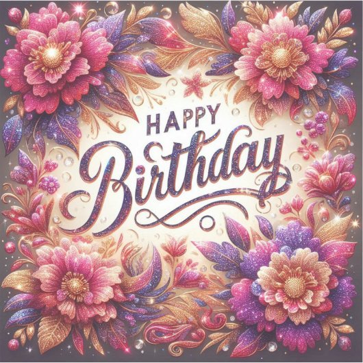 Pink Floral Birthday Sticker (Voorkant)