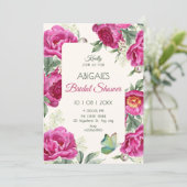 Pink floral bloom bridals shower kaart (Staand voorkant)