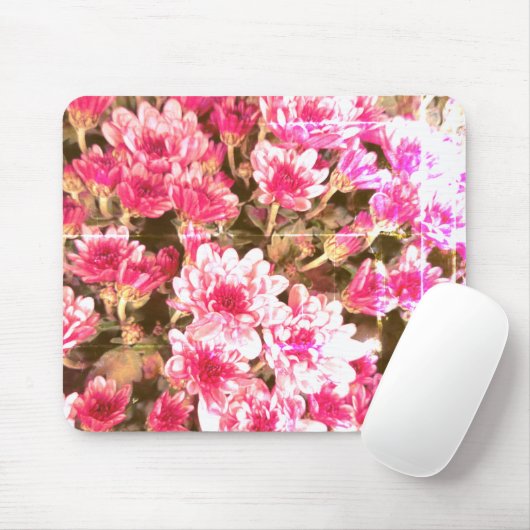 Pink Floral Bloom Pattern – Soft Botanical Design Muismat (Met muis)