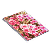 Pink Floral Bloom Pattern – Soft Botanical Design Notitieboek (Rechterzijde)