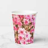 Pink Floral Bloom Pattern – Soft Botanical Design Papieren Bekers (Achterkant)