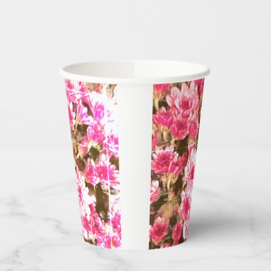 Pink Floral Bloom Pattern – Soft Botanical Design Papieren Bekers (Links)