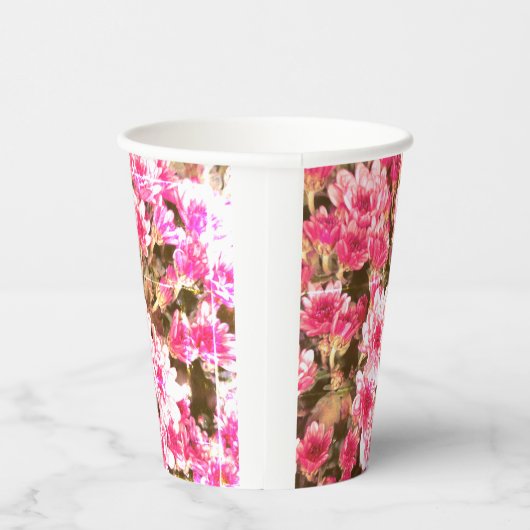 Pink Floral Bloom Pattern – Soft Botanical Design Papieren Bekers (Rechts)
