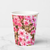 Pink Floral Bloom Pattern – Soft Botanical Design Papieren Bekers (Voorkant)