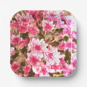 Pink Floral Bloom Pattern – Soft Botanical Design Papieren Bordje (Voorkant)