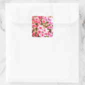 Pink Floral Bloom Pattern – Soft Botanical Design Vierkante Sticker (Tas)