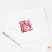 Pink Floral Bloom Pattern – Soft Botanical Design Vierkante Sticker (Envelop)