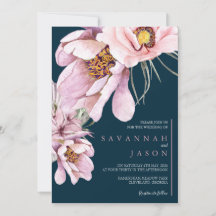 Pink Floral Bloom Sunflower Wedding Invite