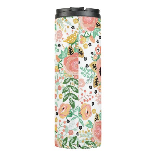 Pink Floral Bloom Thermosbeker (Achterkant)