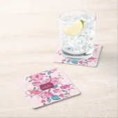 Pink Floral Blossom Script Name Paper Coaster Kartonnen Onderzetters (Insitu)