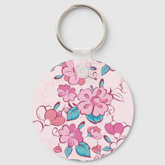 Pink Floral Blossom Script Name Paper Coaster Sleutelhanger (Achterkant)