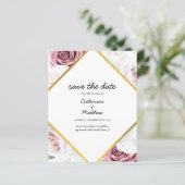 Pink Floral Blush geometric Save the Date (Staand voorkant)