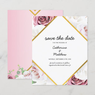 Pink Floral Blush geometric Save the Date