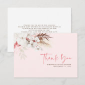 Pink Floral Boho Baby shower Hartelijk dank Bedankkaart (Voorkant / Achterkant)