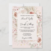 PInk Floral Boho Rustic Wedding Kaart (Voorkant)