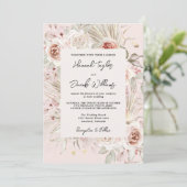 PInk Floral Boho Rustic Wedding Kaart (Staand voorkant)