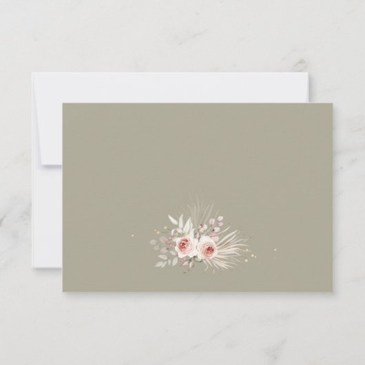 Pink Floral Boho Rustic Wedding RSVP Kaartje (Achterkant)