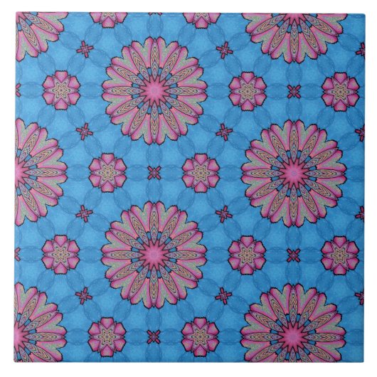 Pink Floral Boho Tegeltje (Voorkant)