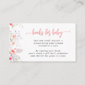 Pink floral Books for Baby shower book request Informatiekaartje (Voorkant)