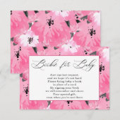 Pink Floral Books for Baby Shower  Informatiekaartje (Voorkant / Achterkant)