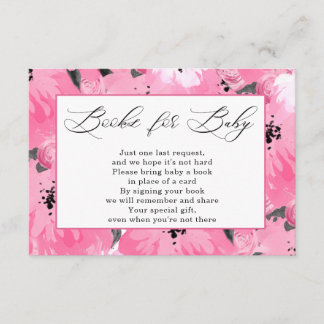 Pink Floral Books for Baby Shower  Informatiekaartje