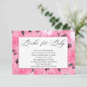 Pink Floral Books for Baby Shower  Informatiekaartje (Staand voorkant)