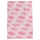 Pink Floral Books Patroon Medium Cadeauzakje (Achterkant)