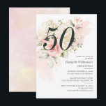Pink Floral Botanical 50th Birthday Party Kaart<br><div class="desc">De roze Florale Botanische sjabloon van de Uitnodiging van de Partij van de Dagen van de 50e Gemenebest kunt u gemakkelijk aanpassen door de "Personalize"knoop te klikken</div>