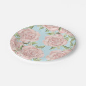 Pink Floral Botanical Blush Roos  Patroon Papieren Bordje (Gekanteld)